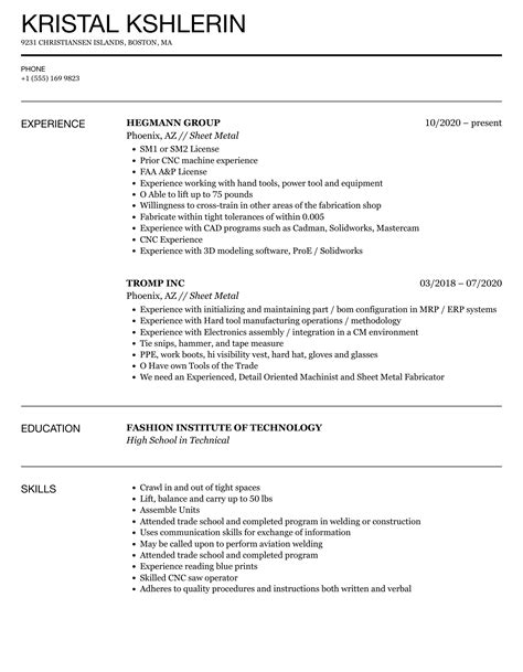 sheet metal resume skills|sheet metal design engineer resume.